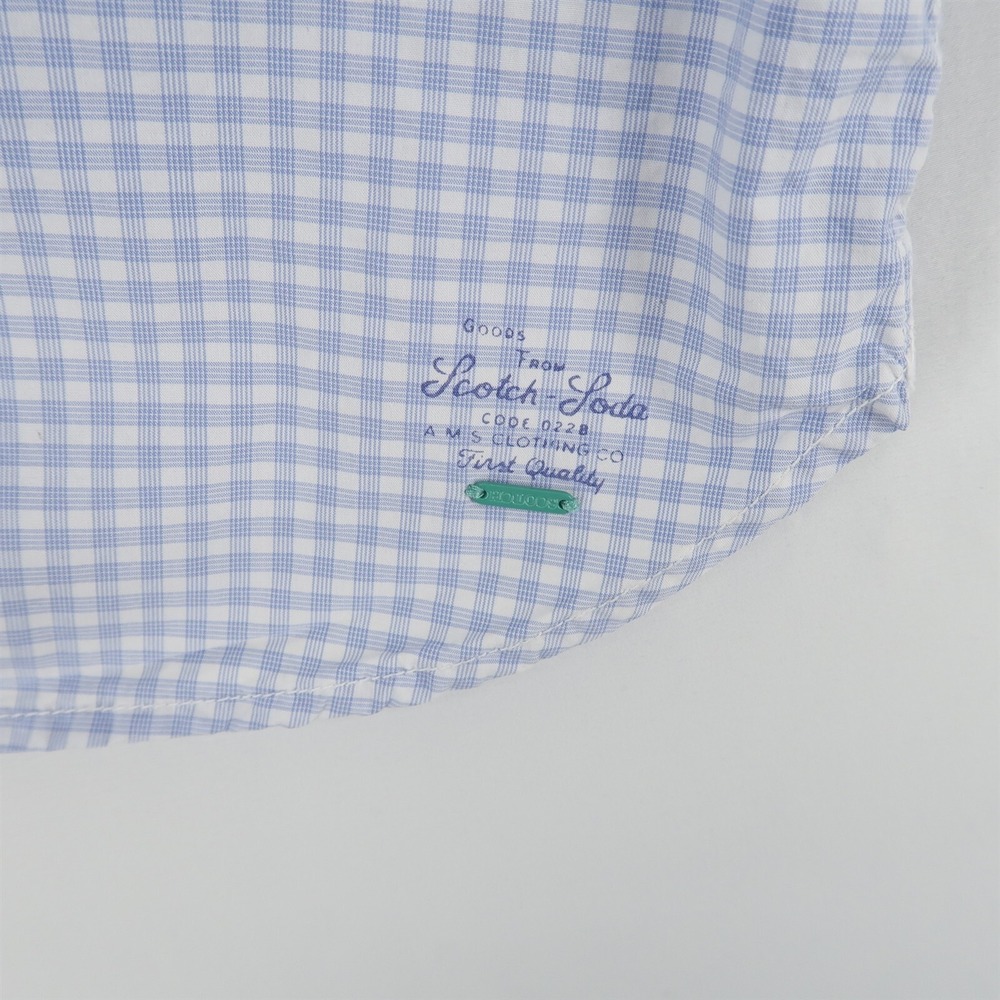 Scotch and Soda Shirt Mens XL Blue Plaid Long Sleeve Roll Tab Cotton Flip Cuff - Picture 14 of 16